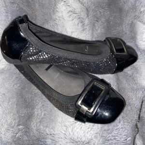 Patent Black Women's Flats with Buckle
